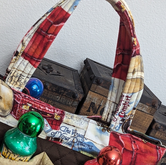 Hand Crafted Bingo/Tote Bag Travel Print 100% Cotton - Picture 5 of 6